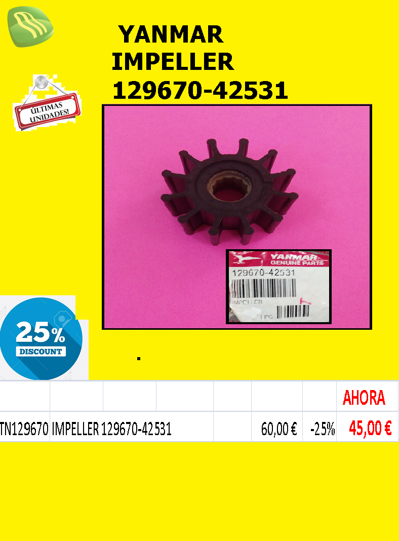 YANMAR -IMPELLER 129670-42531